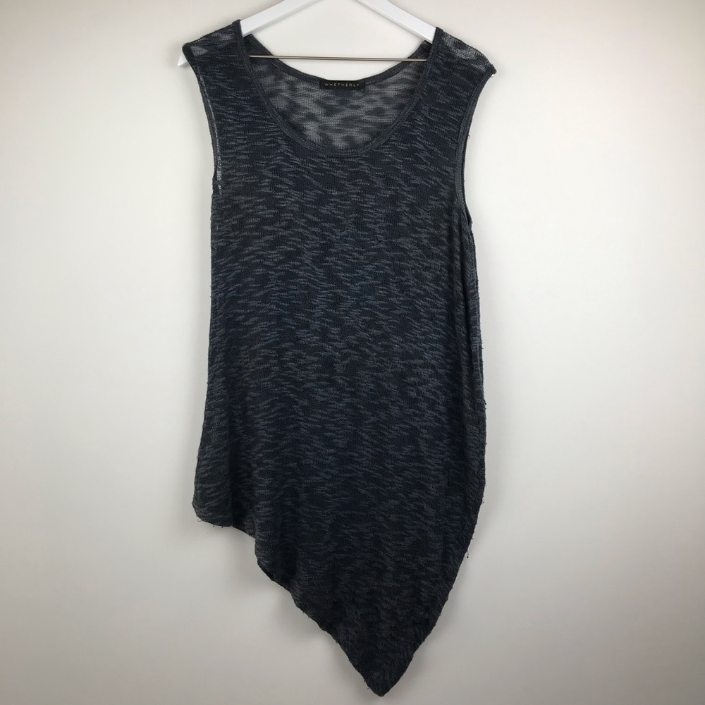 Whetherly Sheer Blue Asymmetrical Tank Top